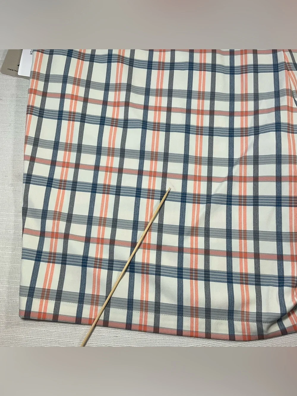 NWT TOMMY BAHAMA Men's Seaside Caddy Stretch UPF Ivory Plaid Flat Front Shorts